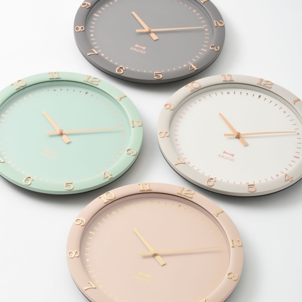 🇯🇵日本 BRUNO 玫瑰金數字掛鐘 BCW040 靜音時鐘 指針式時鐘 玫瑰金 米白、霧藍、湖水綠、深灰-細節圖2