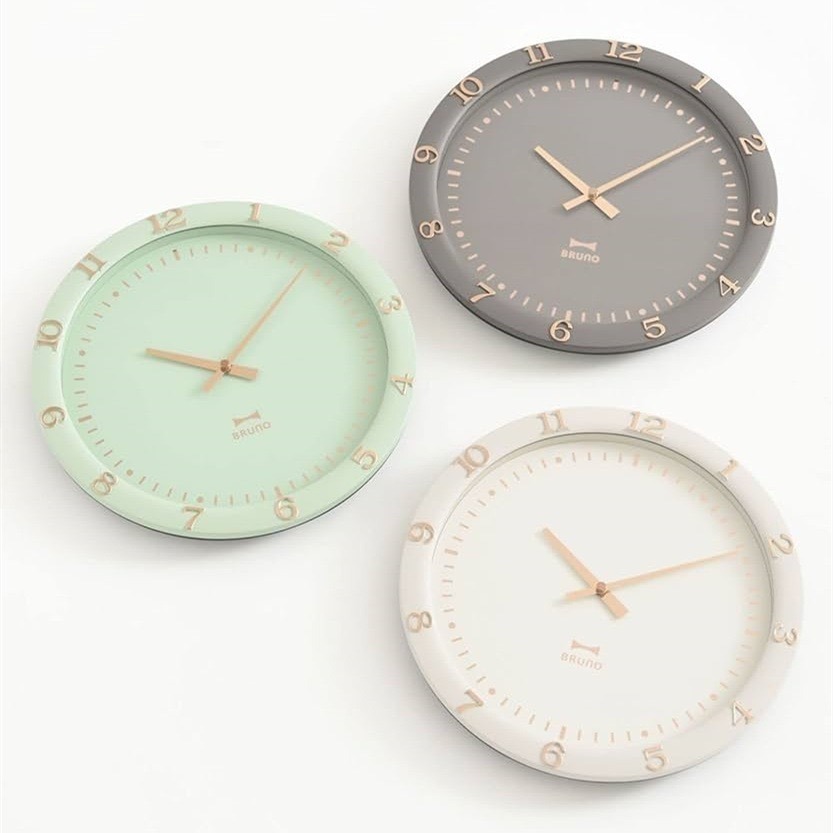 🇯🇵日本 BRUNO 玫瑰金數字掛鐘 BCW040 靜音時鐘 指針式時鐘 玫瑰金 米白、霧藍、湖水綠、深灰-細節圖4