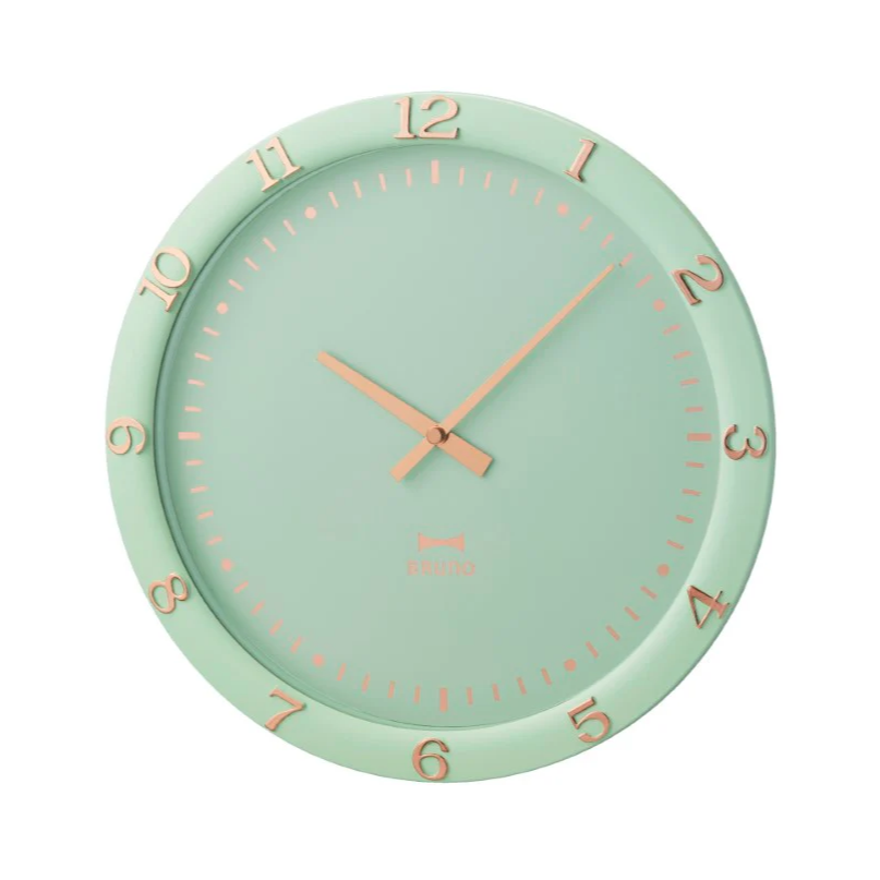 🇯🇵日本 BRUNO 玫瑰金數字掛鐘 BCW040 靜音時鐘 指針式時鐘 玫瑰金 米白、霧藍、湖水綠、深灰-規格圖10