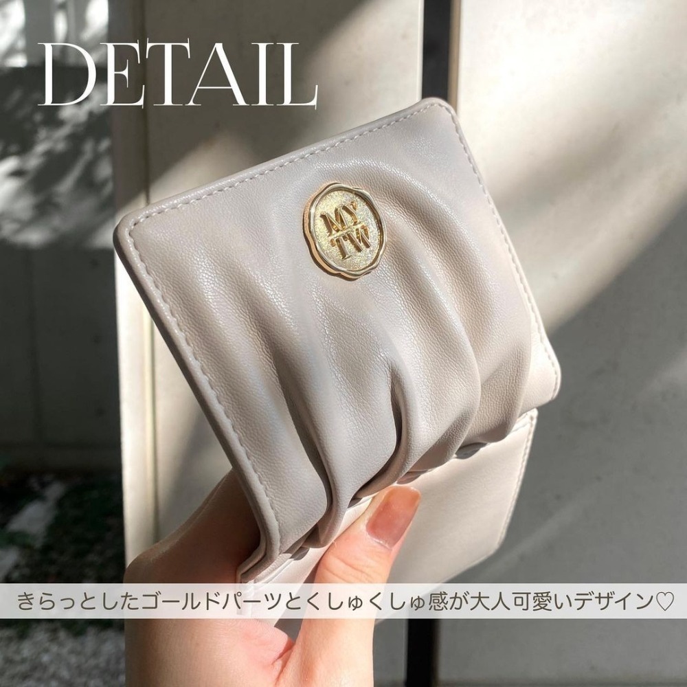 🇯🇵日本 my twilight 金屬火漆封蠟標誌褶皺雙折皮革短夾 皮夾 錢包 小眾品牌♡不撞款~-細節圖9