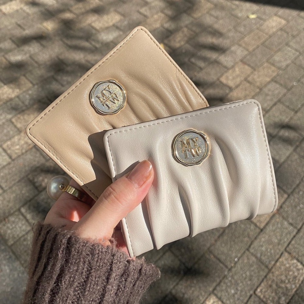 🇯🇵日本 my twilight 金屬火漆封蠟標誌褶皺雙折皮革短夾 皮夾 錢包 小眾品牌♡不撞款~-細節圖10