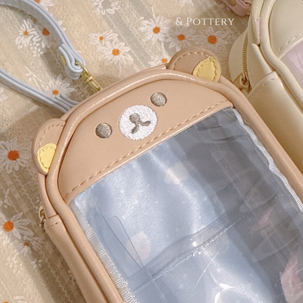 🇯🇵日本 San-X 拉拉熊皮革透明收納包｜曬娃包 遛娃包 Rilakkuma 懶懶熊 雲朵棉花糖系列-細節圖3