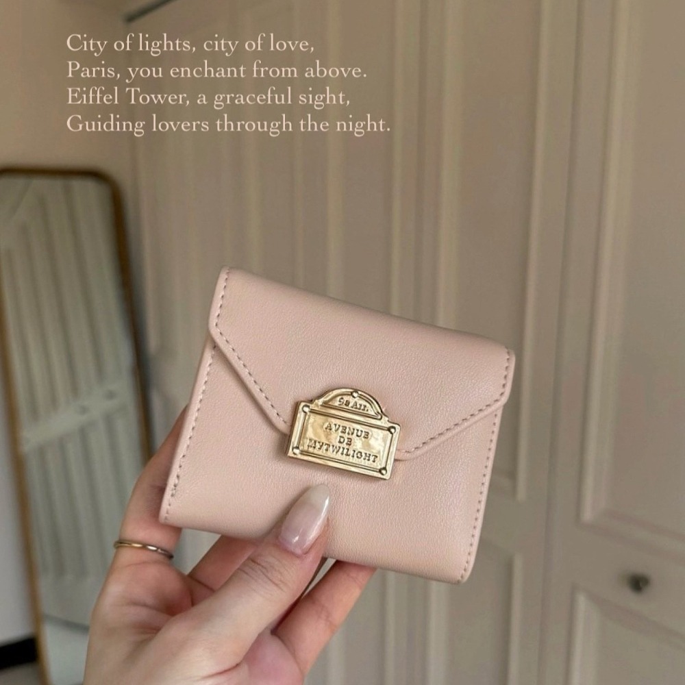 🇯🇵日本 my twilight 浪漫巴黎金屬扣式三折皮革短夾 皮夾 錢包 小眾品牌♡不撞款~-細節圖9
