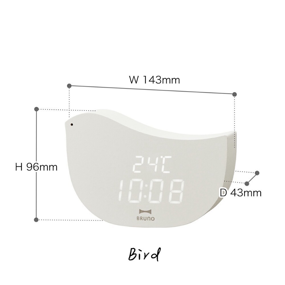 🇯🇵日本 BRUNO 動物造型LED電子時鐘 貓咪 鳥 鬧鐘 BCA033-BIRD、CAT-規格圖11