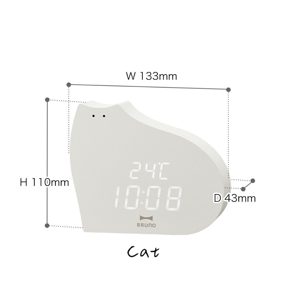 🇯🇵日本 BRUNO 動物造型LED電子時鐘 貓咪 鳥 鬧鐘 BCA033-BIRD、CAT-規格圖11