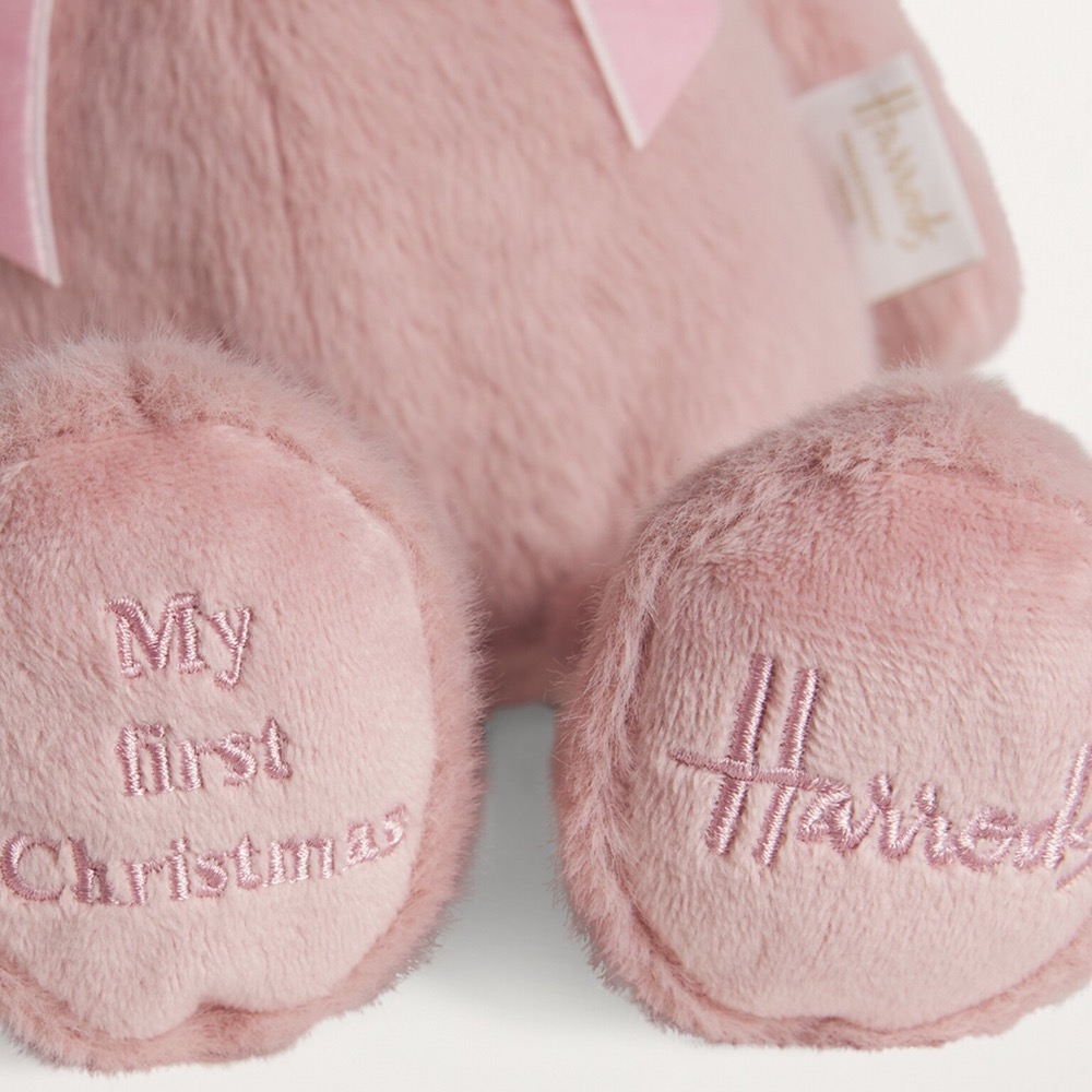 🇬🇧英國 Harrods 哈洛德聖誕長耳兔玩偶 粉、藍 My First Christmas Bunny 兔子 絨毛-細節圖2