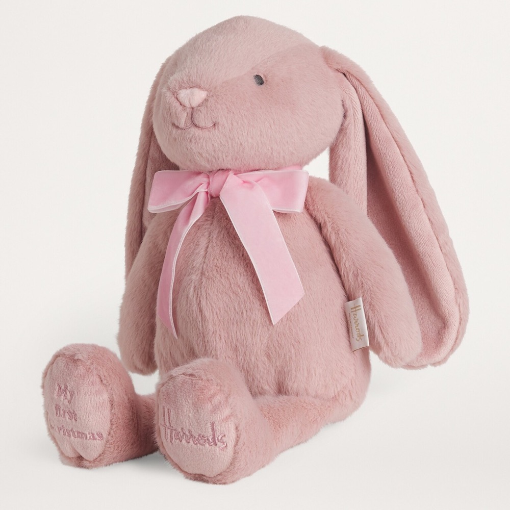 🇬🇧英國 Harrods 哈洛德聖誕長耳兔玩偶 粉、藍 My First Christmas Bunny 兔子 絨毛-細節圖5