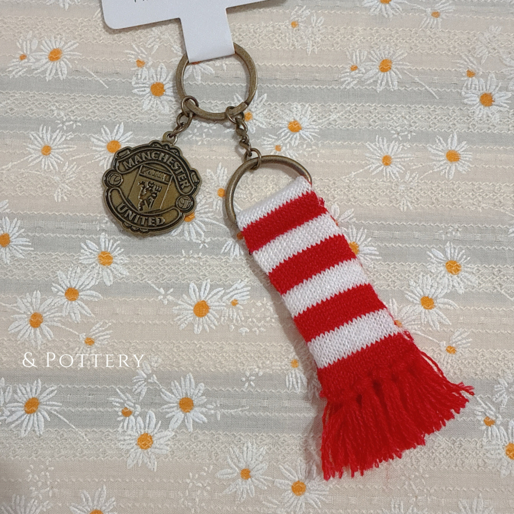 Manchester United 曼聯隊徽紅白圍巾金屬鑰匙圈 英超 曼徹斯特聯足球俱樂部-細節圖6