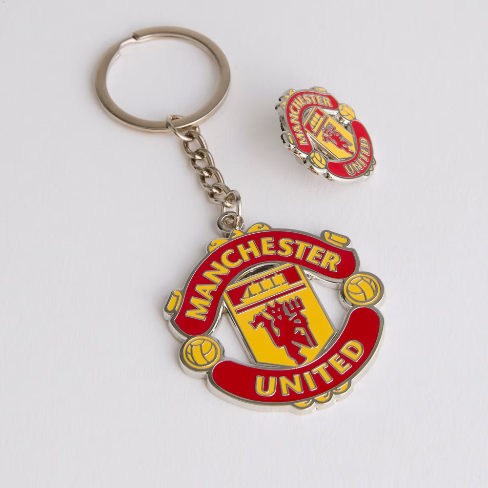 Manchester United 曼聯隊徽鑰匙圈+徽章禮盒組 英超 曼徹斯特聯足球俱樂部-細節圖2