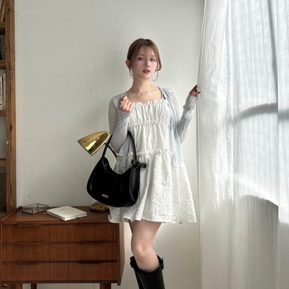 🇯🇵日本 my twilight 側邊蝴蝶結壓褶半月包｜手提/側背/斜背包 小眾品牌♡不撞款~-細節圖5