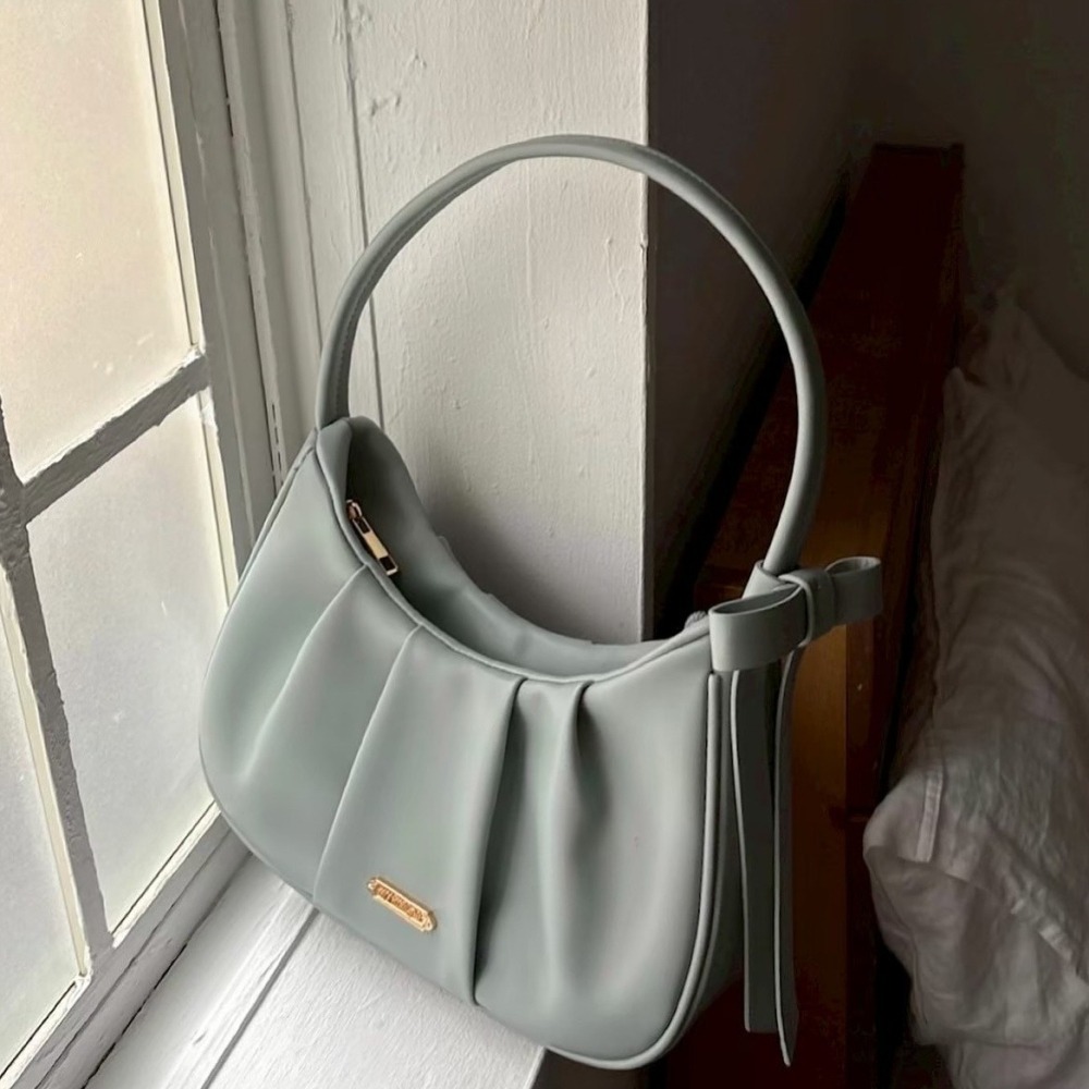 🇯🇵日本 my twilight 側邊蝴蝶結壓褶半月包｜手提/側背/斜背包 小眾品牌♡不撞款~-細節圖9