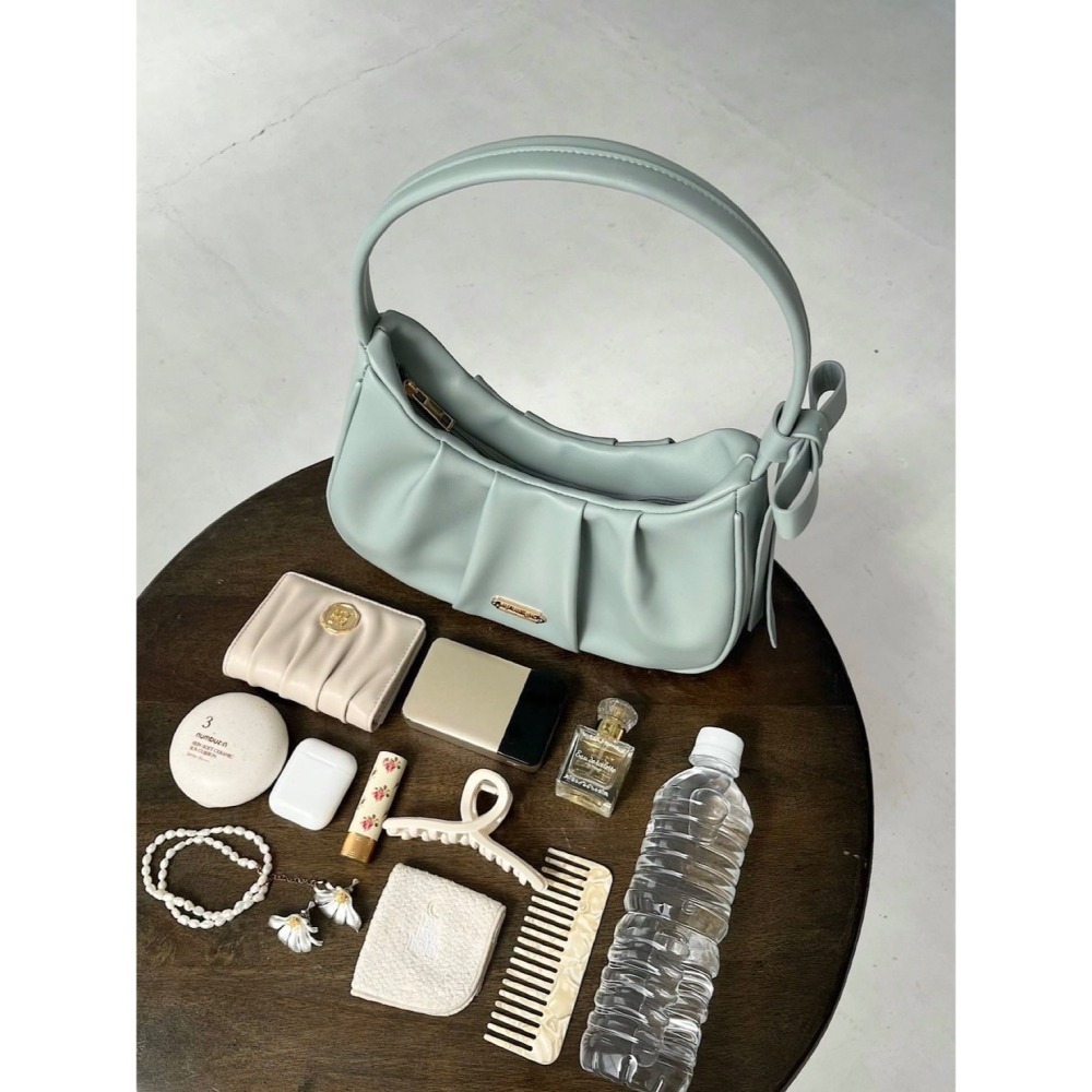 🇯🇵日本 my twilight 側邊蝴蝶結壓褶半月包｜手提/側背/斜背包 小眾品牌♡不撞款~-細節圖11