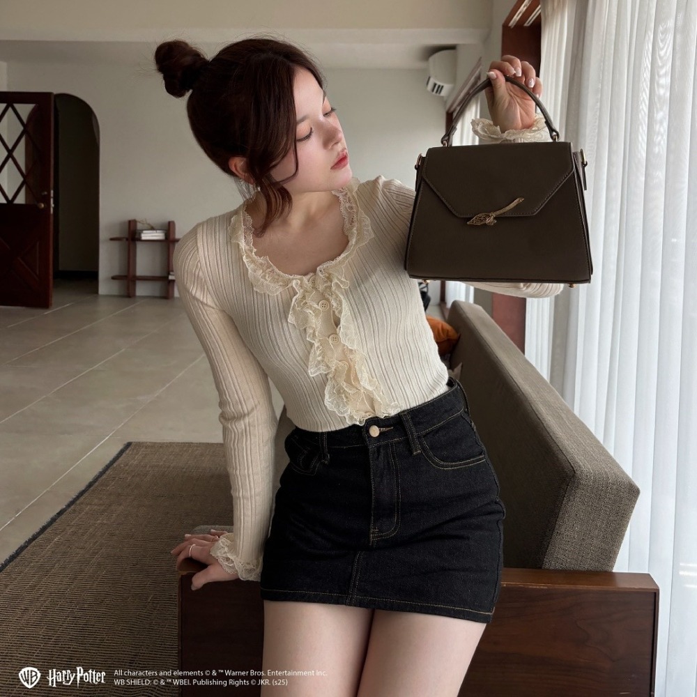 Harry Potter × my twilight 魔法掃帚金屬扣式梯形肩背包｜手提/側背/斜背包 哈利波特周邊-細節圖9