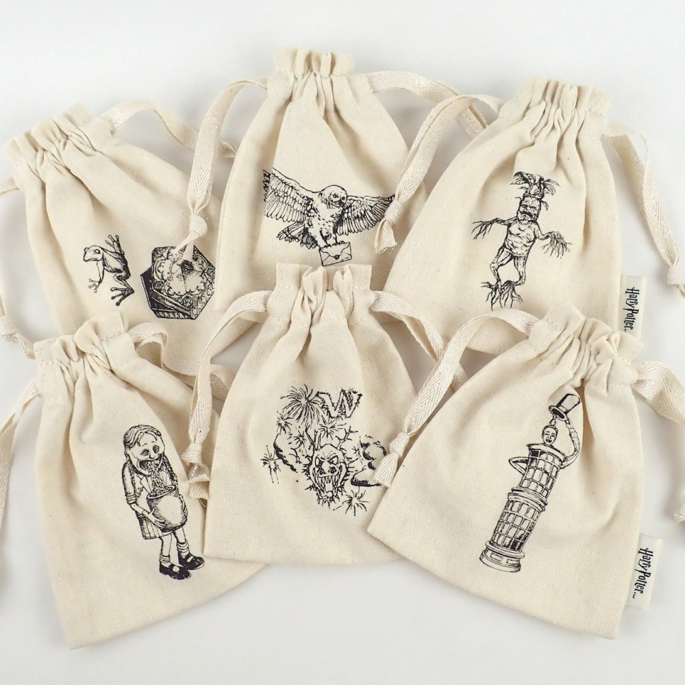 Harry Potter × Flapper 哈利波特素描手繪風棉質束口袋/抽繩包 怪獸與牠們的產地 玻璃獸 貓頭鷹-細節圖2