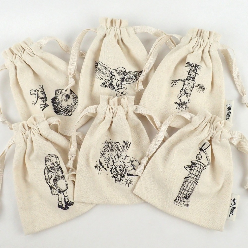 Harry Potter × Flapper 哈利波特手繪風棉質束口袋 抽繩包 收納袋 怪獸與牠們的產地 玻璃獸 貓頭鷹-細節圖2