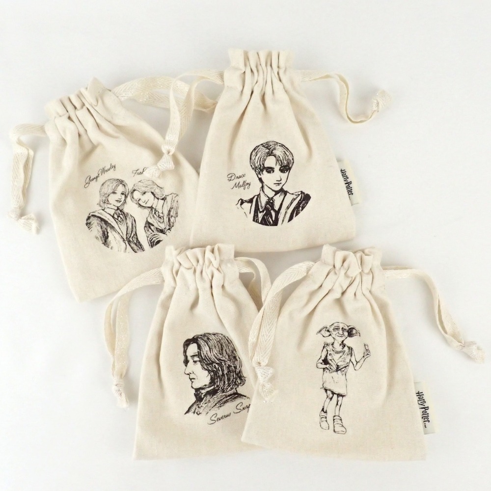 Harry Potter × Flapper 哈利波特手繪風棉質束口袋 抽繩包 收納袋 怪獸與牠們的產地 玻璃獸 貓頭鷹-細節圖3