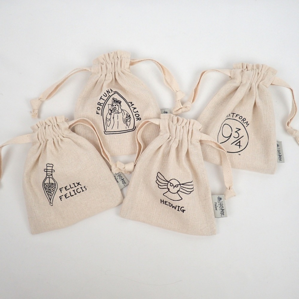 Harry Potter × Flapper 哈利波特手繪風棉質束口袋 抽繩包 收納袋 怪獸與牠們的產地 玻璃獸 貓頭鷹-細節圖4