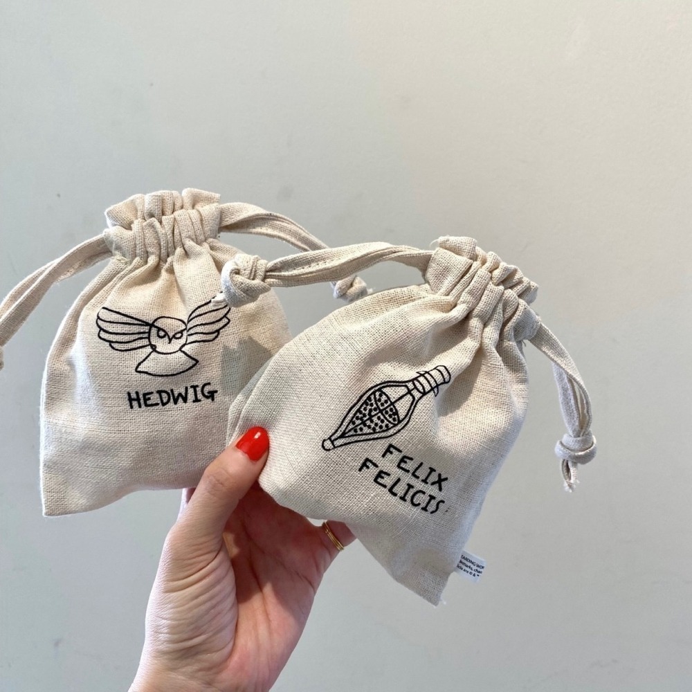 Harry Potter × Flapper 哈利波特手繪風棉質束口袋 抽繩包 收納袋 怪獸與牠們的產地 玻璃獸 貓頭鷹-細節圖9