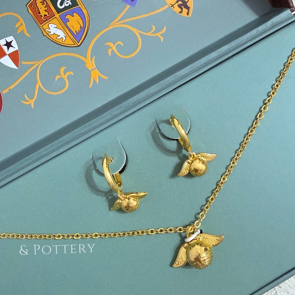 🇬🇧英國 哈利波特 魁地奇金探子項鍊+耳環收藏禮盒 Harry Potter-細節圖8
