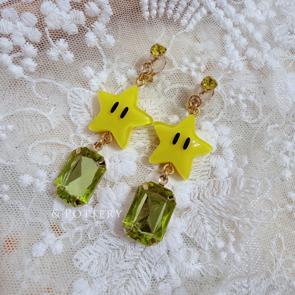 🇯🇵日本 USJ大阪環球影城 超級瑪利歐夾式耳環-無敵星星、問號磚塊、嘿呵、庫巴 & 庫巴二世 超級任天堂世界-細節圖2