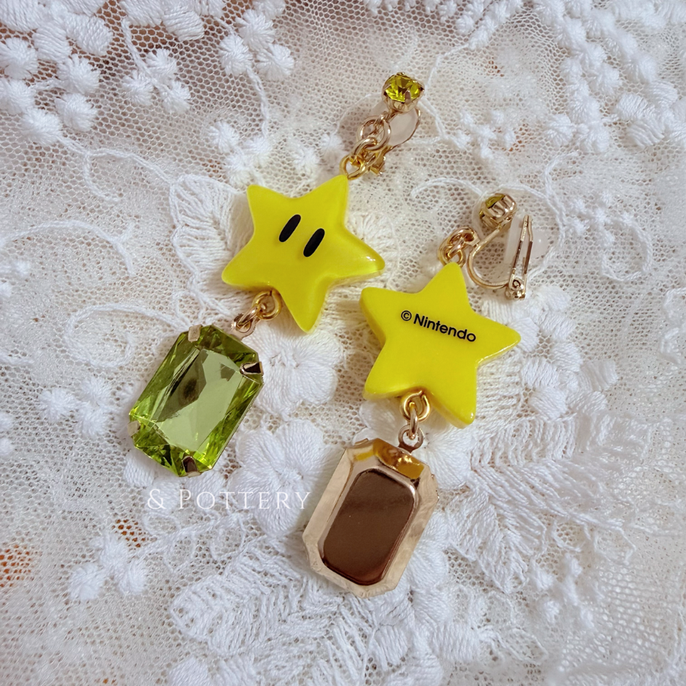 🇯🇵日本 USJ大阪環球影城 超級瑪利歐夾式耳環-無敵星星、問號磚塊、嘿呵、庫巴 & 庫巴二世 超級任天堂世界-細節圖3