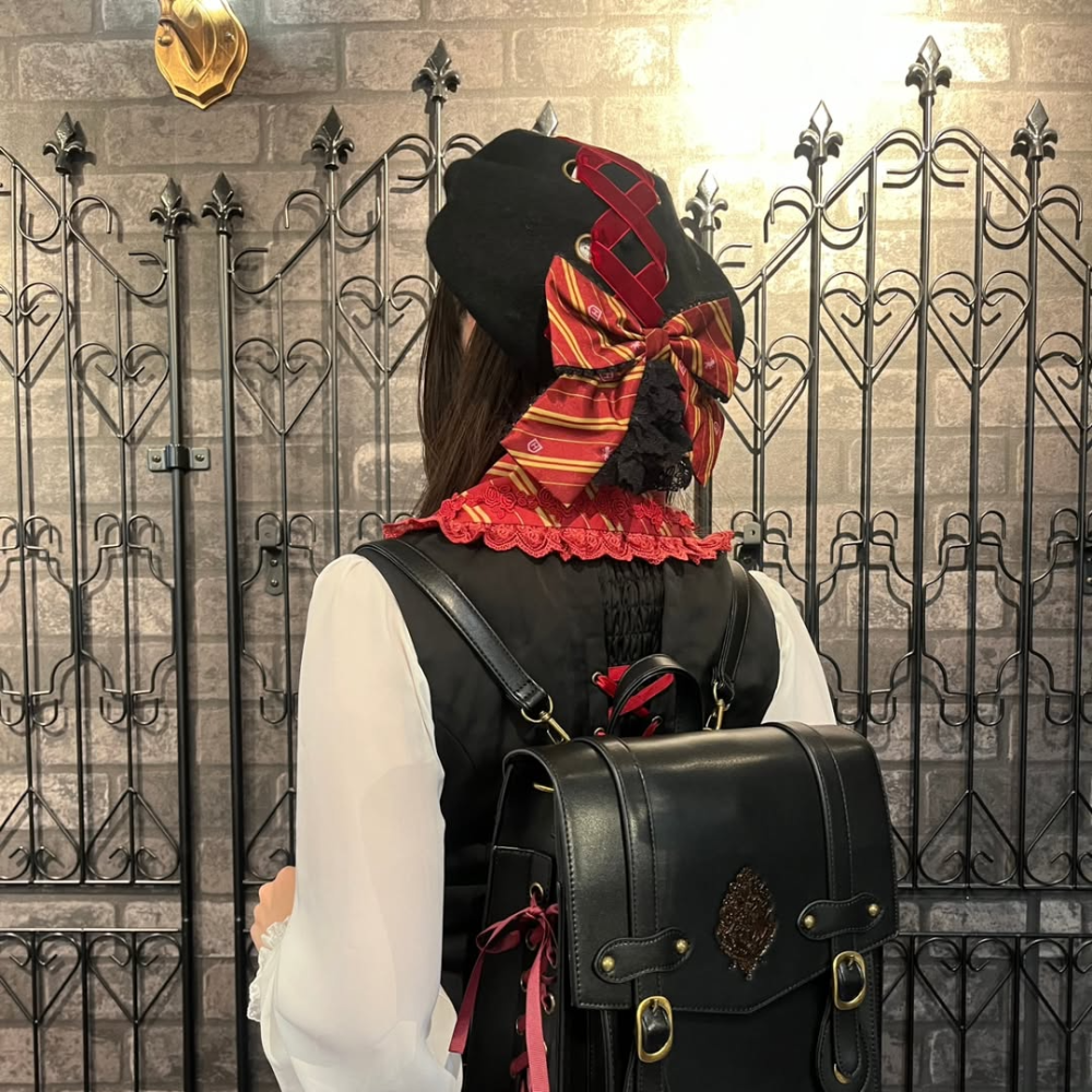 Harry Potter × ATELIER PIERROT 學院絲絨綁帶貝雷帽 蝴蝶結可拆 哈利波特聯名周邊-細節圖2