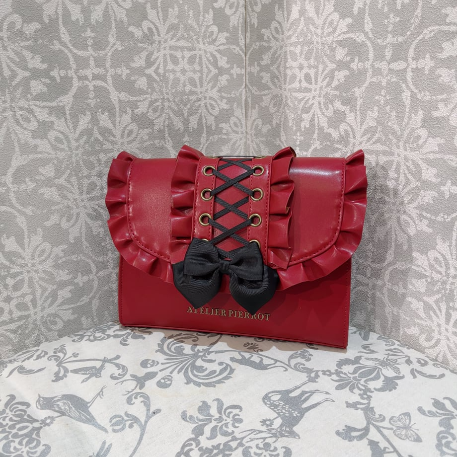 🇯🇵日本 ATELIER PIERROT 古典魅惑緞帶荷葉飾邊側肩背包｜肩背/側背/斜背包 宮廷風 古典蘿莉塔-細節圖4