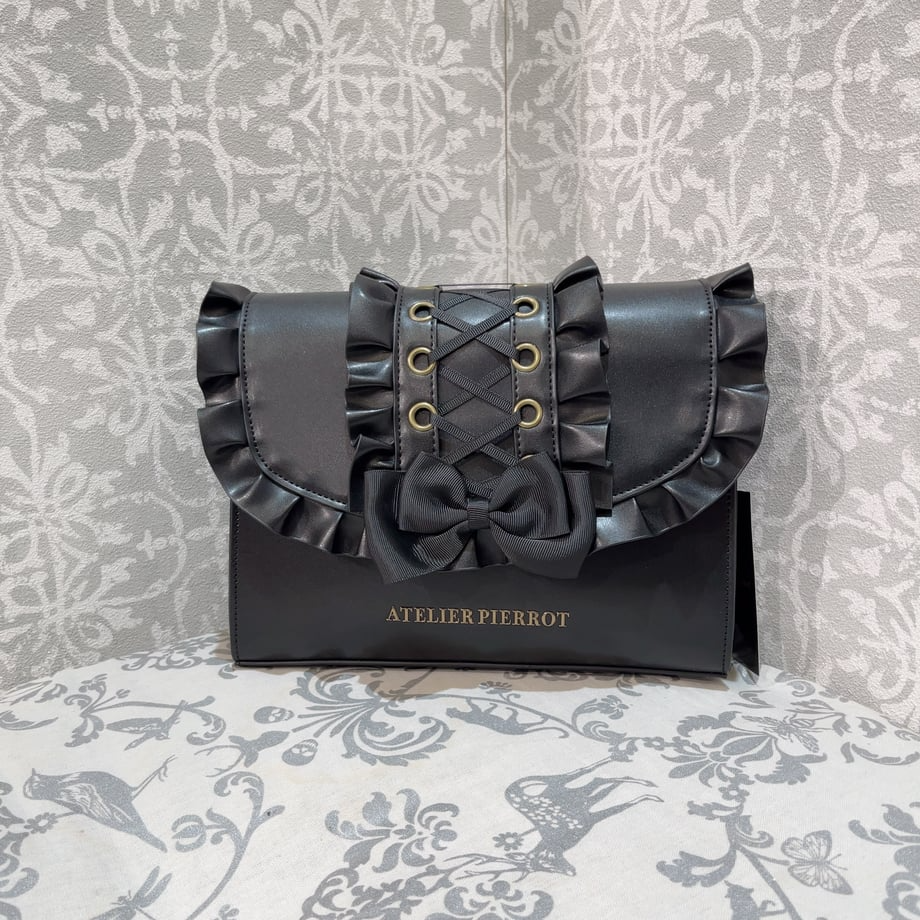 🇯🇵日本 ATELIER PIERROT 古典魅惑緞帶荷葉飾邊側肩背包｜肩背/側背/斜背包 宮廷風 古典蘿莉塔-細節圖5
