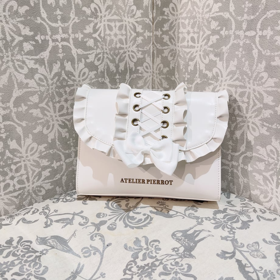 🇯🇵日本 ATELIER PIERROT 古典魅惑緞帶荷葉飾邊側肩背包｜肩背/側背/斜背包 宮廷風 古典蘿莉塔-細節圖6