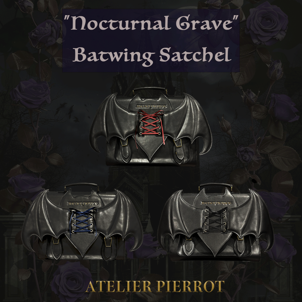 🇯🇵日本 ATELIER PIERROT 夜之墓蝙蝠翼造型側肩背包｜肩背/側背/斜背包 宮廷風 哥德蘿莉塔 蝙蝠包-細節圖11