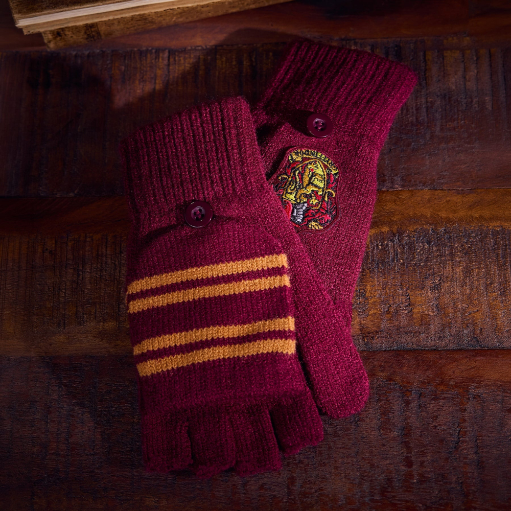 ⚡哈利波特影城 學院徽章針織翻蓋半指手套 Harry Potter 哈利波特周邊 霍格華茲-細節圖2