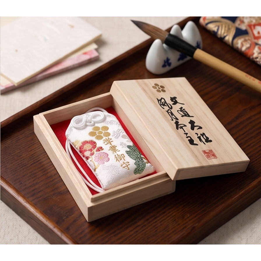 【京都絕美珍藏】北野天滿宮 期間限定・白梅學業御守桐箱禮盒-細節圖3