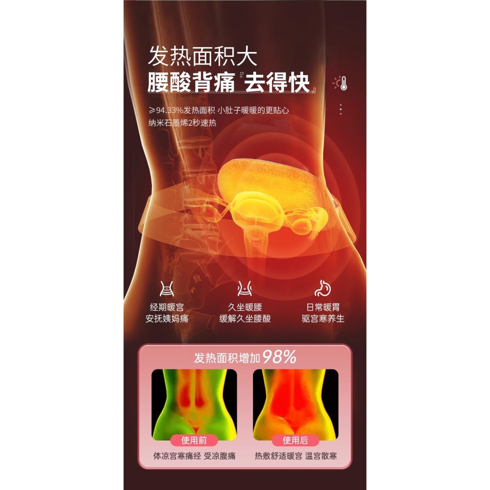 (現貨)熱敷暖宮震動按摩腰帶 暖暖包 熱敷袋 熱敷腰帶 月經 姨媽 子宮熱敷帶 姨媽神器 暖暖包 經期熱敷-細節圖4