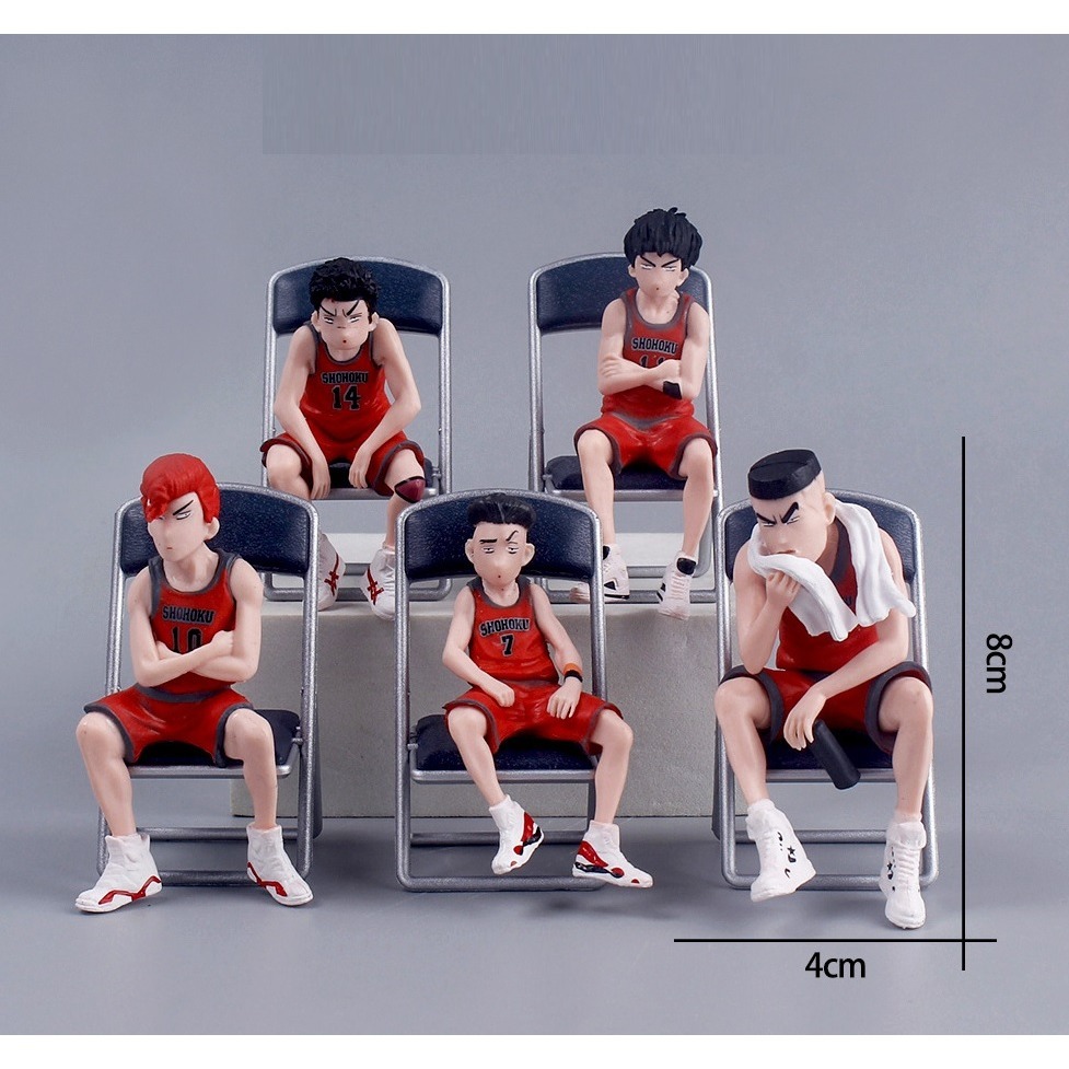 (現貨)灌籃高手+椅子公仔5入 櫻木花道 流川楓 公仔擺件 車載擺件 實心PVC 蛋糕裝飾 潮牌-細節圖2