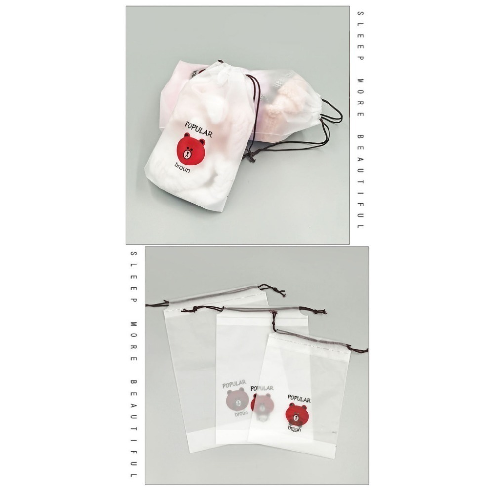 卡通束口袋 磨砂束口袋 透明束口袋 旅行束口袋 防水 防塵 旅行 磨砂 透明 收納袋 束口袋-細節圖3