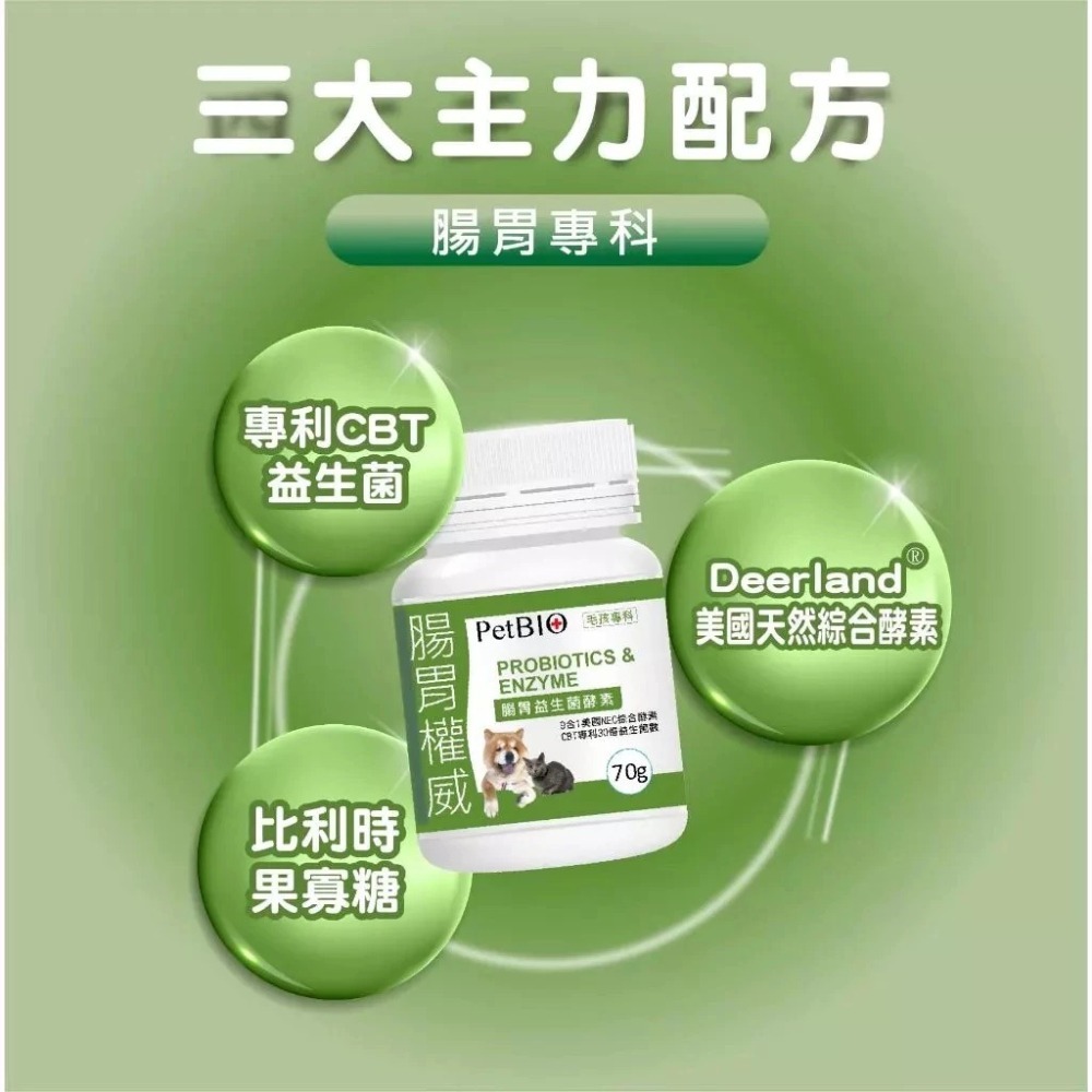 蓓百優 腸胃 益生菌 酵素 70g 腸胃權威 狗 貓 專用 專利CBT益生菌×美國綜合酵素×比利時果寡糖 寵物保健-細節圖8