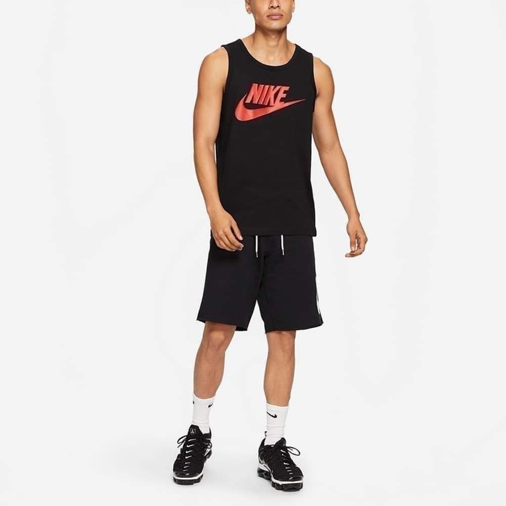 男 NIKE NSW TANK ICON FUTURA  休閒 運動 LOGO 黑紅 棉質背心-細節圖4