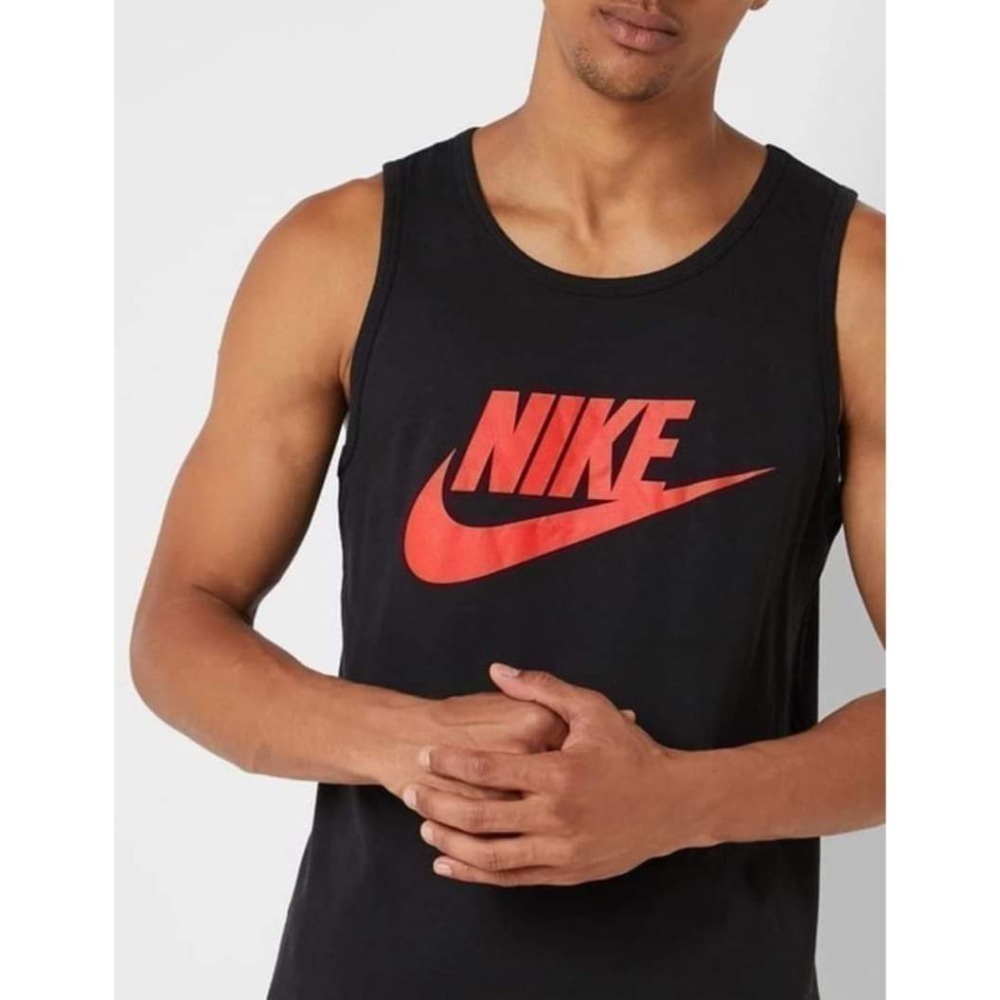 男 NIKE NSW TANK ICON FUTURA  休閒 運動 LOGO 黑紅 棉質背心-細節圖5