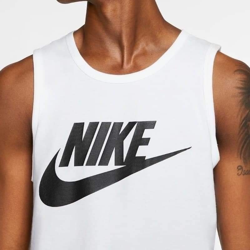 男子NIKE NSW TANK ICON FUTURA  休閒 運動 LOGO 棉質背心  白黑-細節圖4