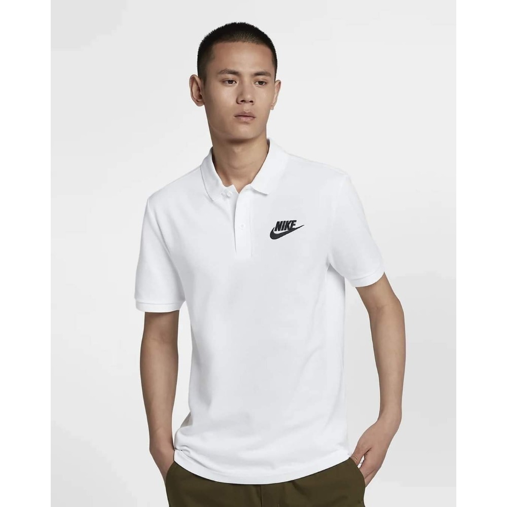 男子 NIKE Sportswear 棉質 短袖POLO衫 白-細節圖2