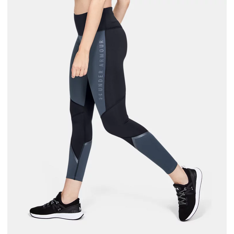 UA 女 ColdGear® Doubleknit Graphic 緊身褲-細節圖4