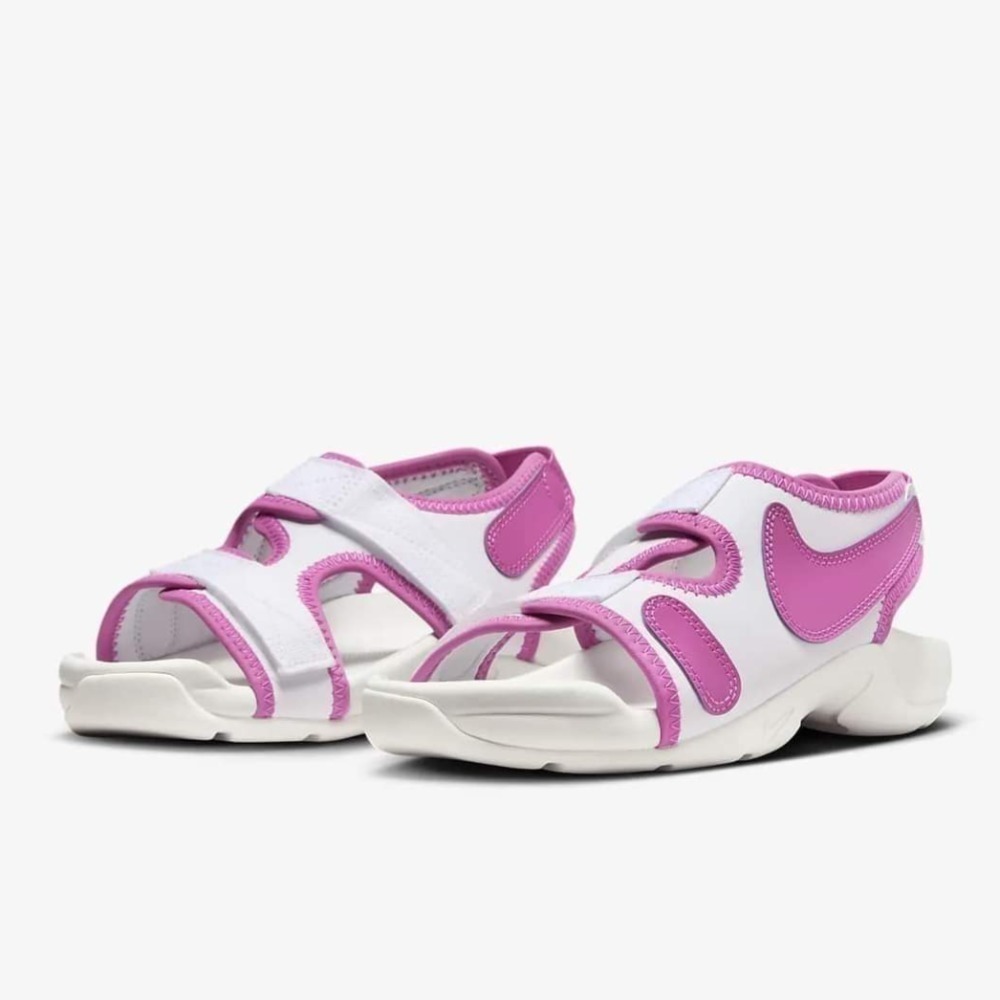兒童 NIKE SUNRAY ADJUST 6 白粉 小朋友 魔鬼氈 涼鞋-細節圖2