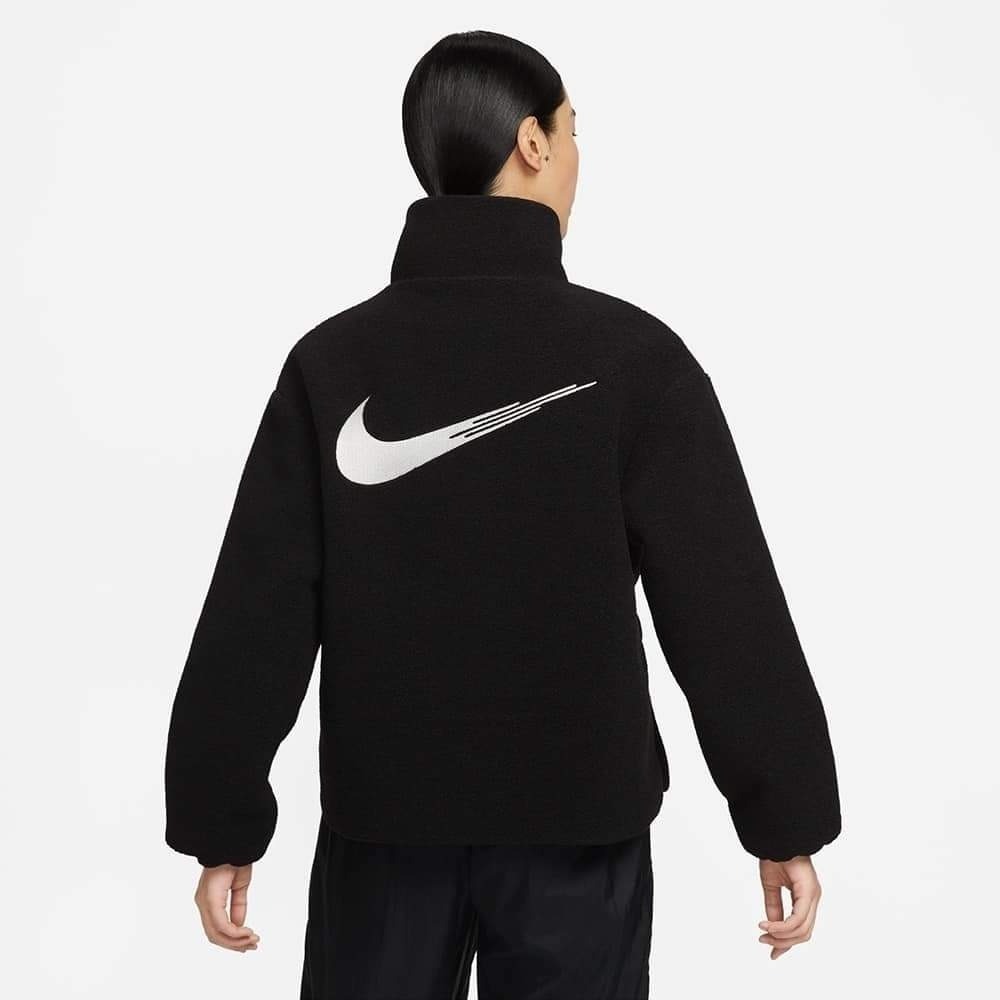 女子 NIKE AS W NSW FX JKT SHERPA 黑色 毛絨 保暖 立領外套-細節圖3