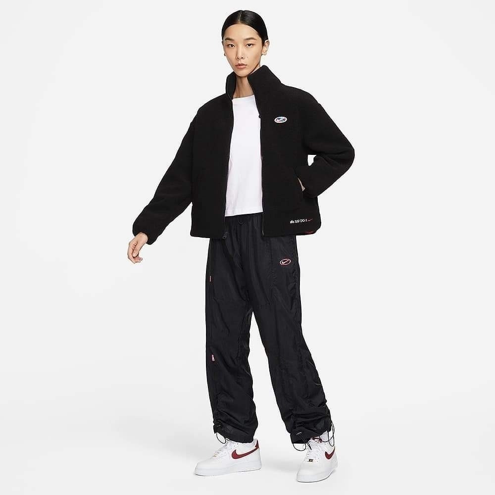 女子 NIKE AS W NSW FX JKT SHERPA 黑色 毛絨 保暖 立領外套-細節圖5