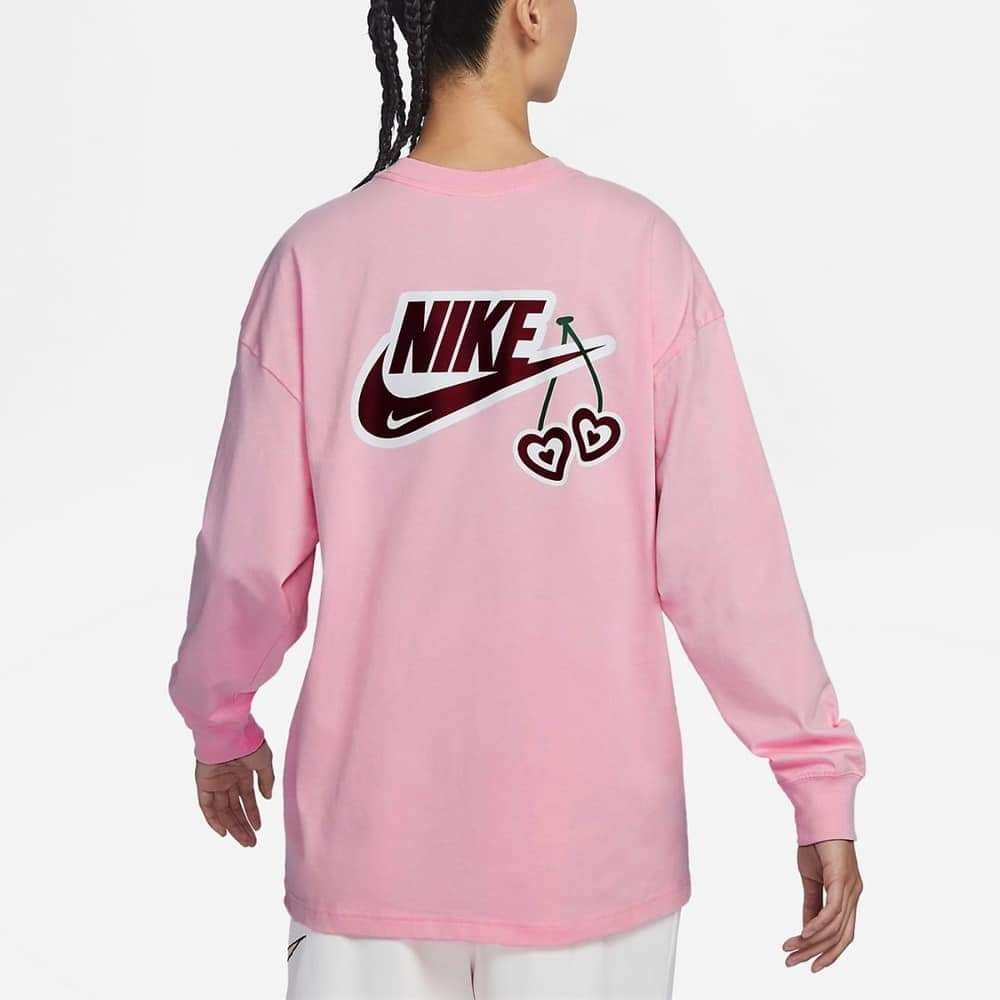 女款 Nike NSW Oversized Shirts 粉紅 情人節 櫻桃 薄款 長袖上衣 版型偏大-細節圖7