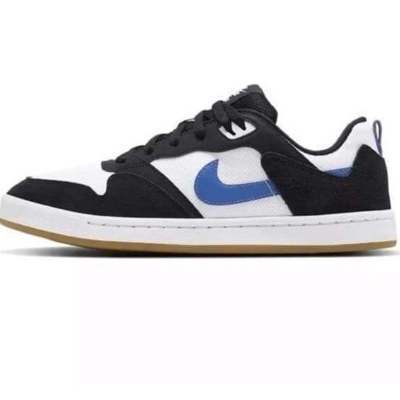 男款 NIKE SB ALLEYOOP 白黑藍 網布 麂皮 厚鞋舌 滑板 休閒鞋-細節圖10