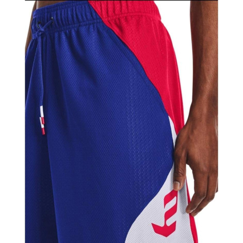男子 UA Embiid Shorts 藍紅白 費城76人隊 大帝 鉛筆 透氣 籃球褲 定價1480