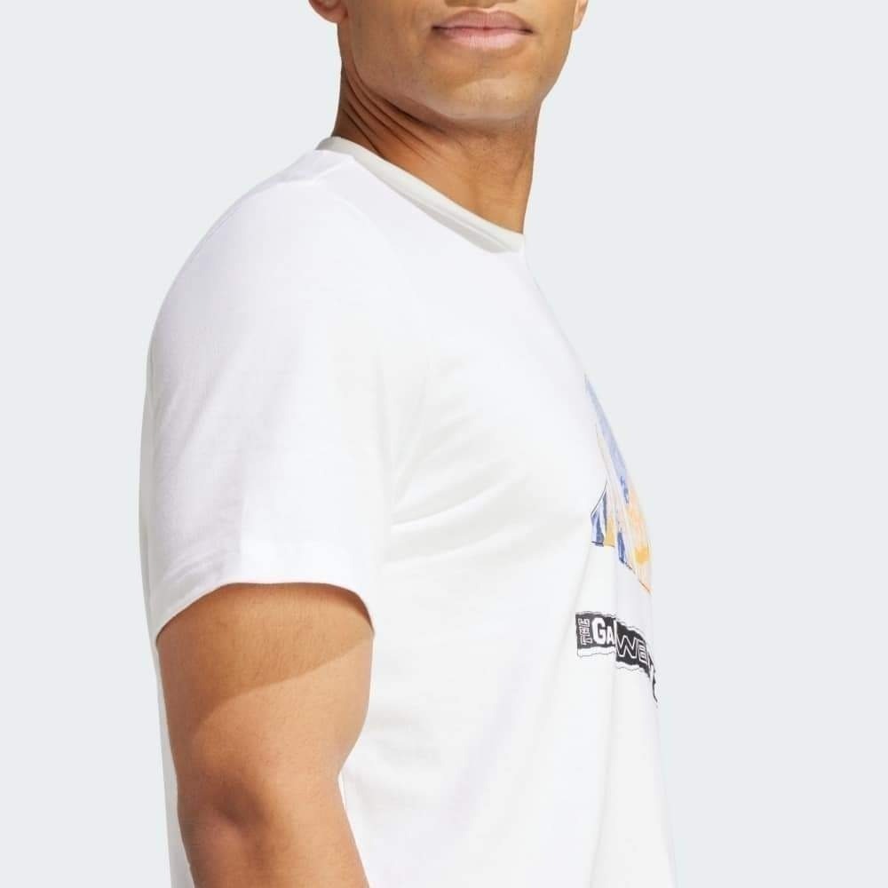 男子 ADIDAS MANTRA GAME 棉質 短袖上衣 白色-細節圖4