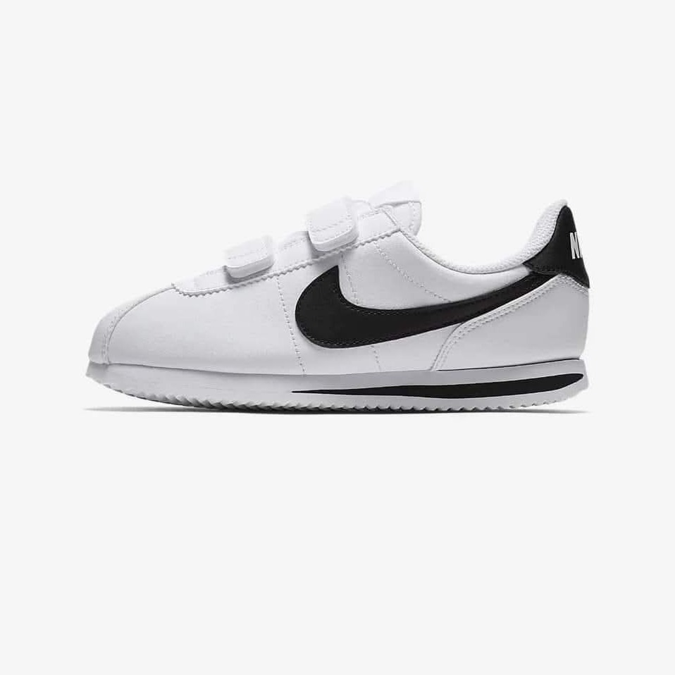 童款 Nike Cortez Basic 白黑 經典 復古 魔鬼氈 阿甘鞋 休閒鞋-細節圖2