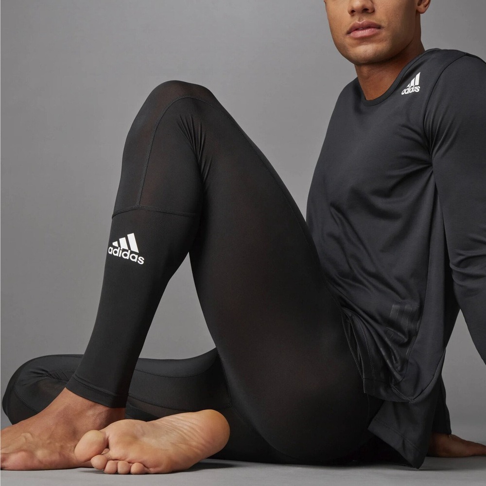 男 Adidas Tf Long Tight [GM5036] 緊身褲 運動 訓練 健身 瑜伽 透氣 亞洲尺寸 黑-細節圖7